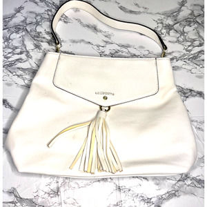 Liz Claizborne White Leather Hobo Bag with Tassel